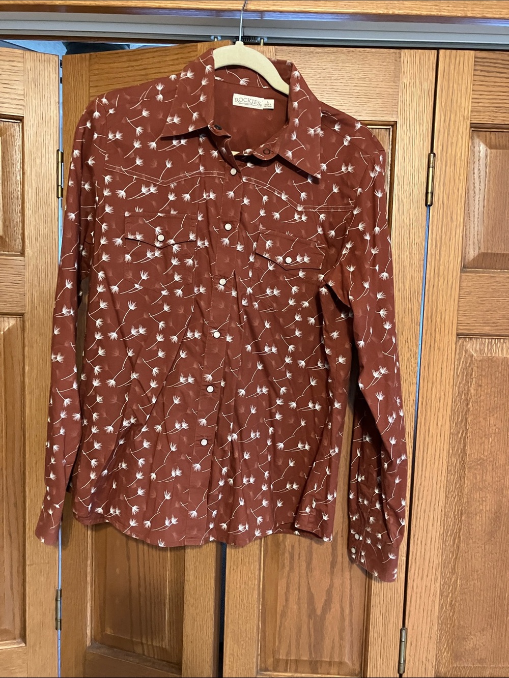 Rockies Rust Brown Floral Button-Down Shirt